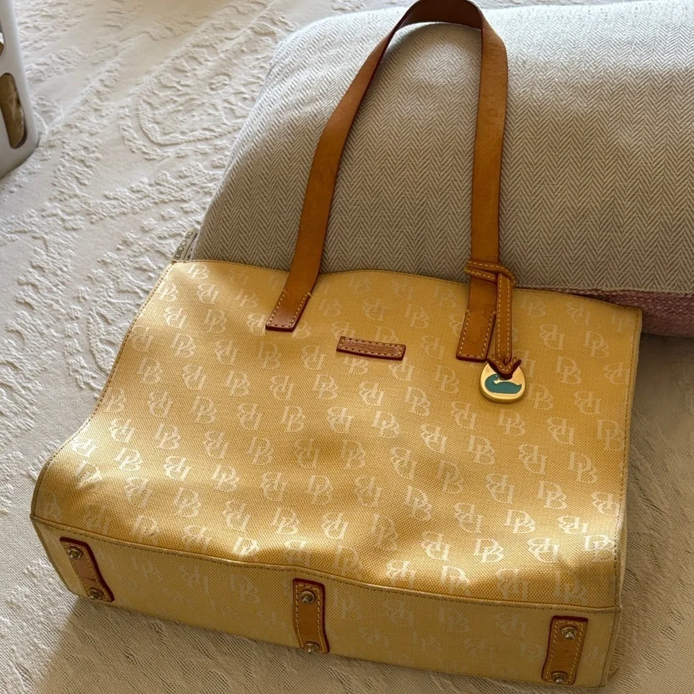 Vintage Dooney & Bourke Brown Monogram Canvas Tote